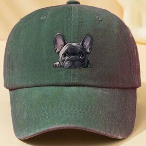 French Bulldog Baseball Cap in Green